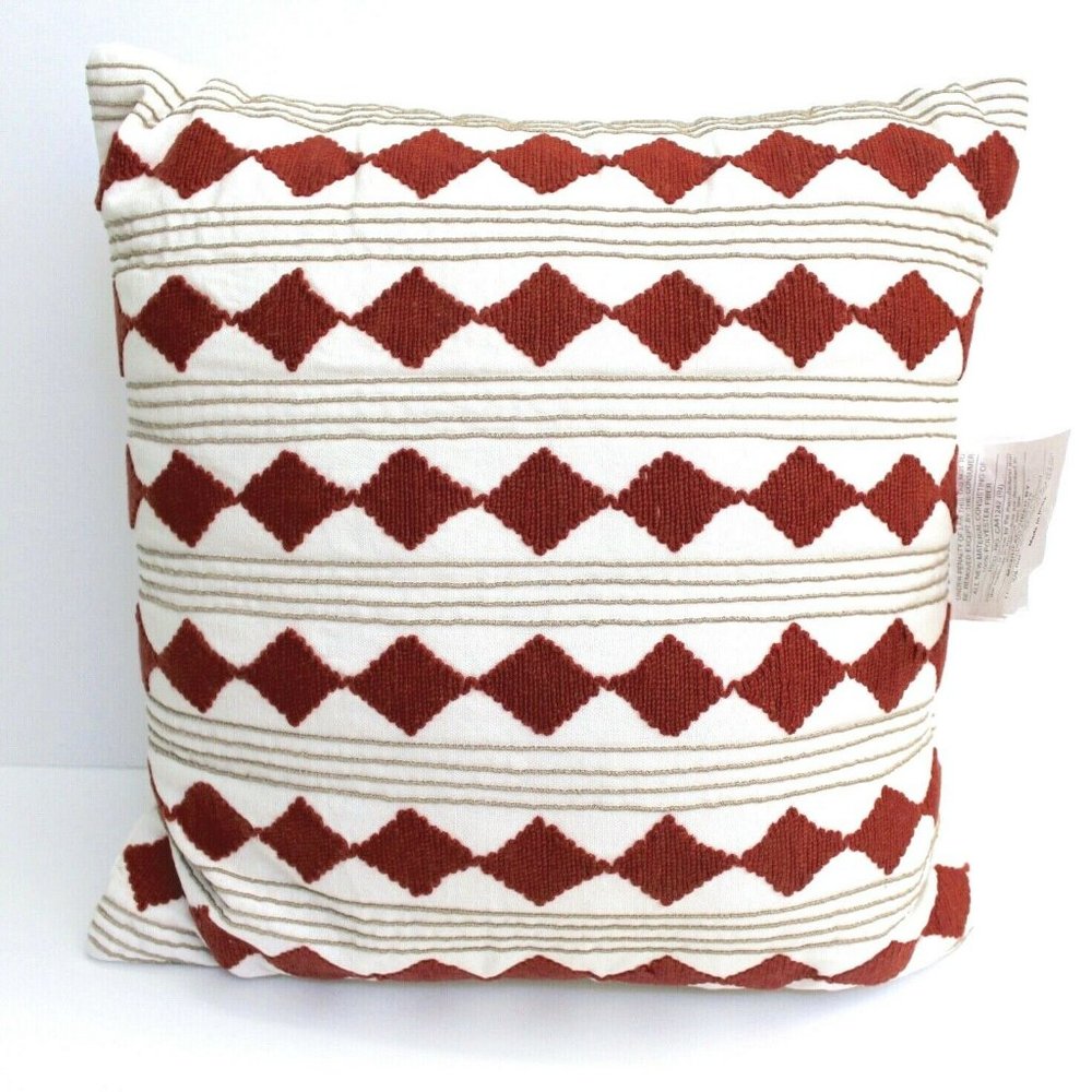 Nate Berkus Decorative Embroidered Diamond Cord Throw Pillow Decoration
